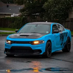 Gloss Miami Blue Car Vinyl Wrap Porsche PET review Gloss 01