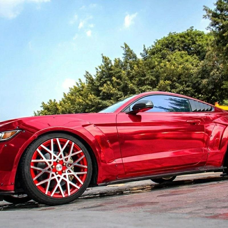 Gloss Mirror Chrome Candy Apple Red  Car Vinyl Wrap PET review Chrome 02