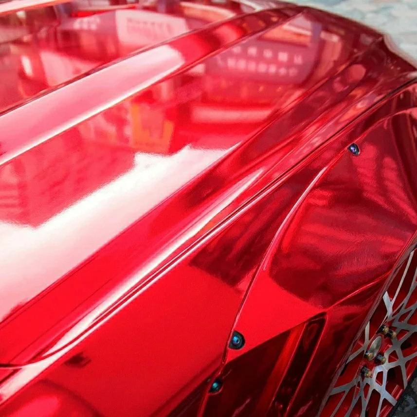 Gloss Mirror Chrome Candy Apple Red  Car Vinyl Wrap PET review Chrome 00