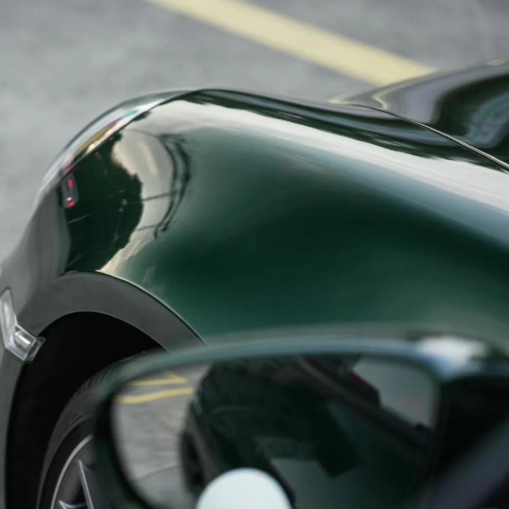 Gloss Metallic Oak Green Car Vinyl Wrap Porsche PET review Install 01