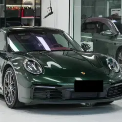 Gloss Metallic Oak Green Car Vinyl Wrap Porsche PET review Install 01