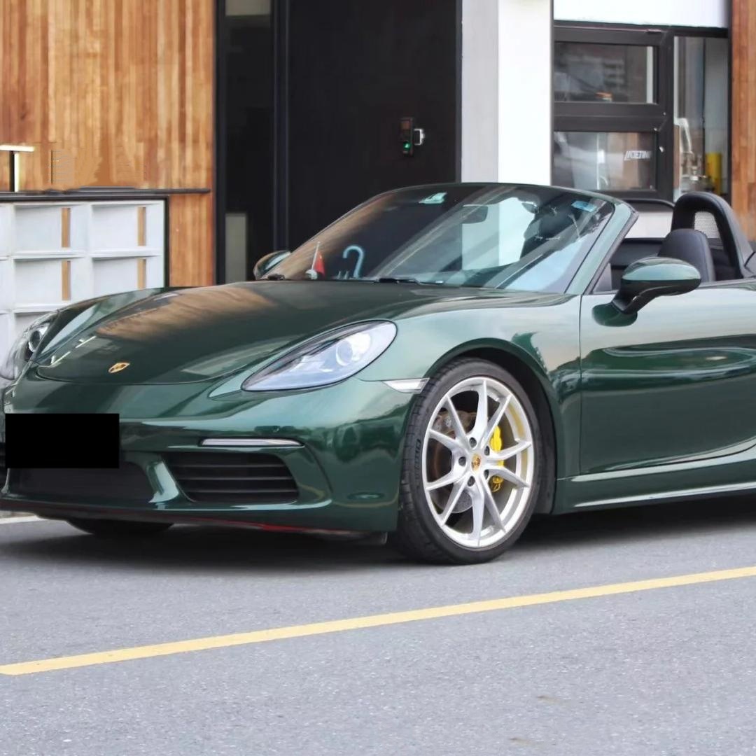 Gloss Metallic Oak Green Car Vinyl Wrap Porsche PET review Soft 02