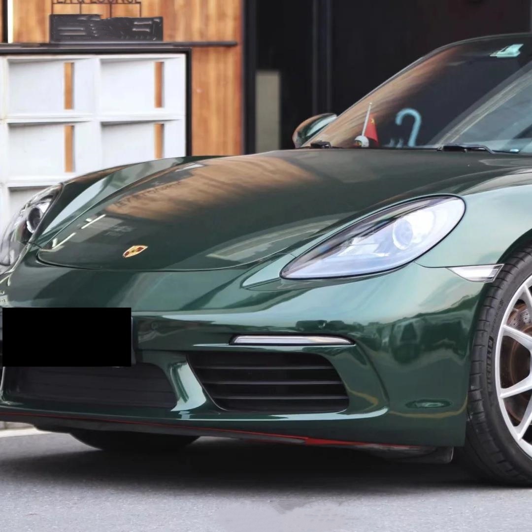 Gloss Metallic Oak Green Car Vinyl Wrap Porsche PET review Soft 01