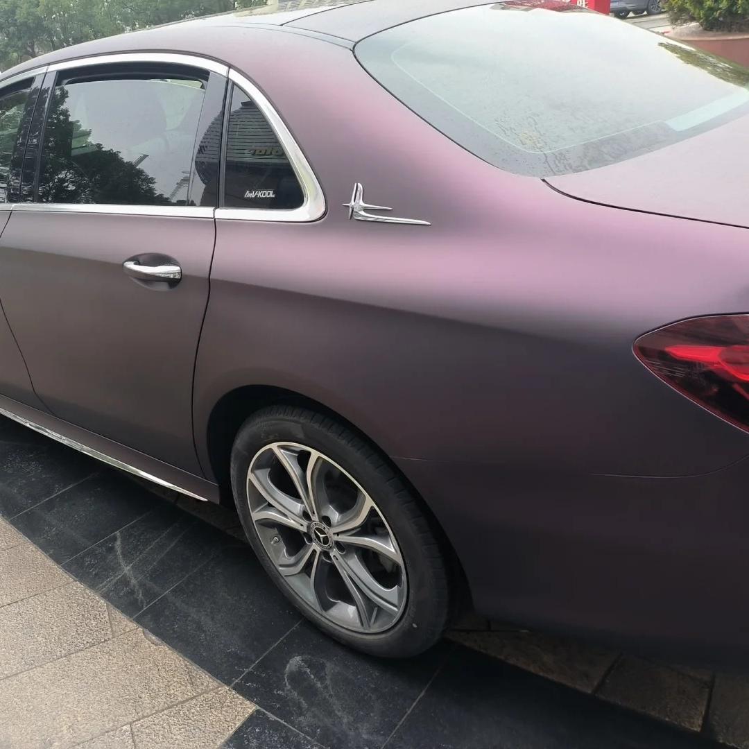 Ultra Matte Metallic Black Purple Car Vinyl Wrap review Using 01