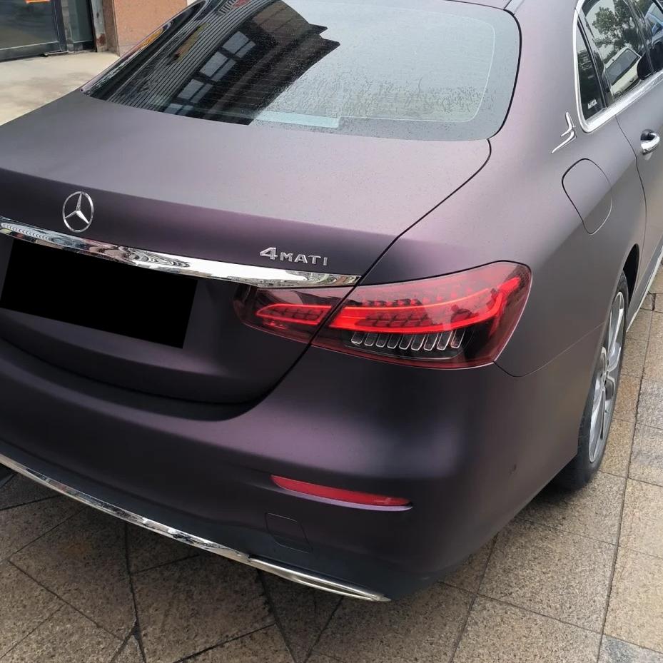 Ultra Matte Metallic Black Purple Car Vinyl Wrap review Using 02