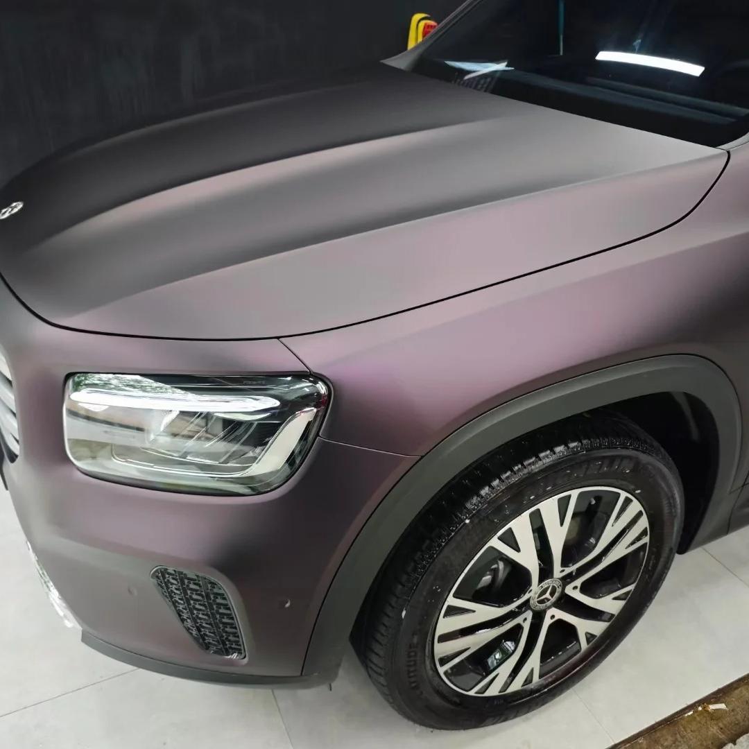 Ultra Matte Metallic Black Purple Car Vinyl Wrap review Closet 01