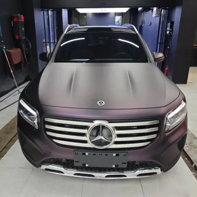 Ultra Matte Metallic Black Purple Car Vinyl Wrap review Closet 03