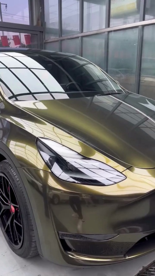 Gloss Metallic Ghost Midnight Gold Black Gold Car Vinyl Wrap PET review 