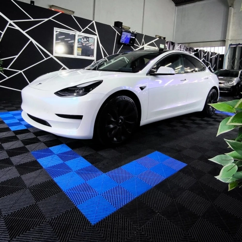 Gloss Metallic Chameleon Diamond Blue White Car Vinyl Wrap PET review 