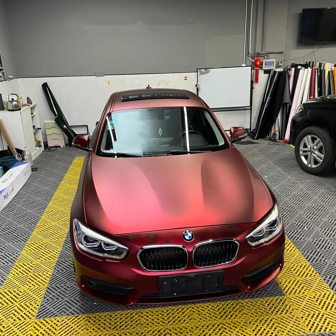 Satin Chrome Metallic Romanee Red Car Vinyl Wrap  review Romance 01