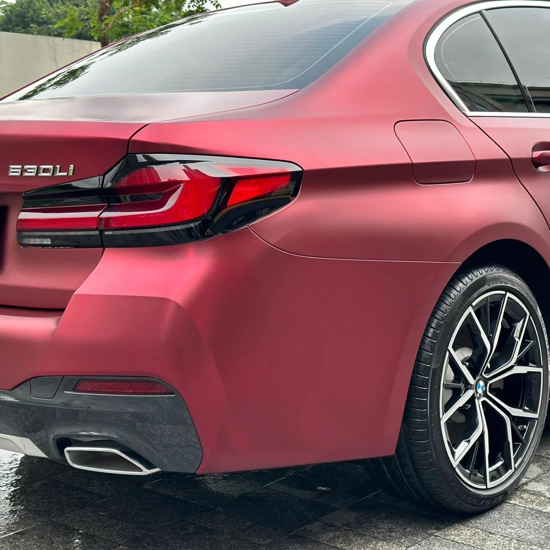 Satin Chrome Metallic Romanee Red Car Vinyl Wrap  review Finish 05