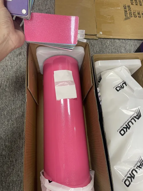 Gloss Metallic Sparkle Glitter Pink Car Vinyl Wrap  review 