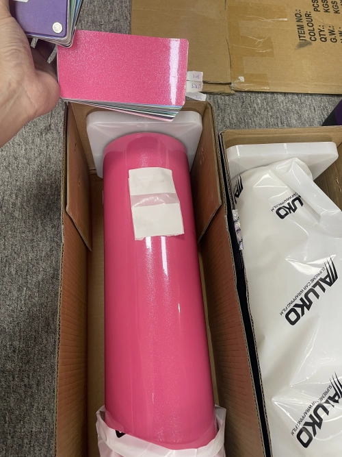 Gloss Metallic Sparkle Glitter Pink Car Vinyl Wrap  review 