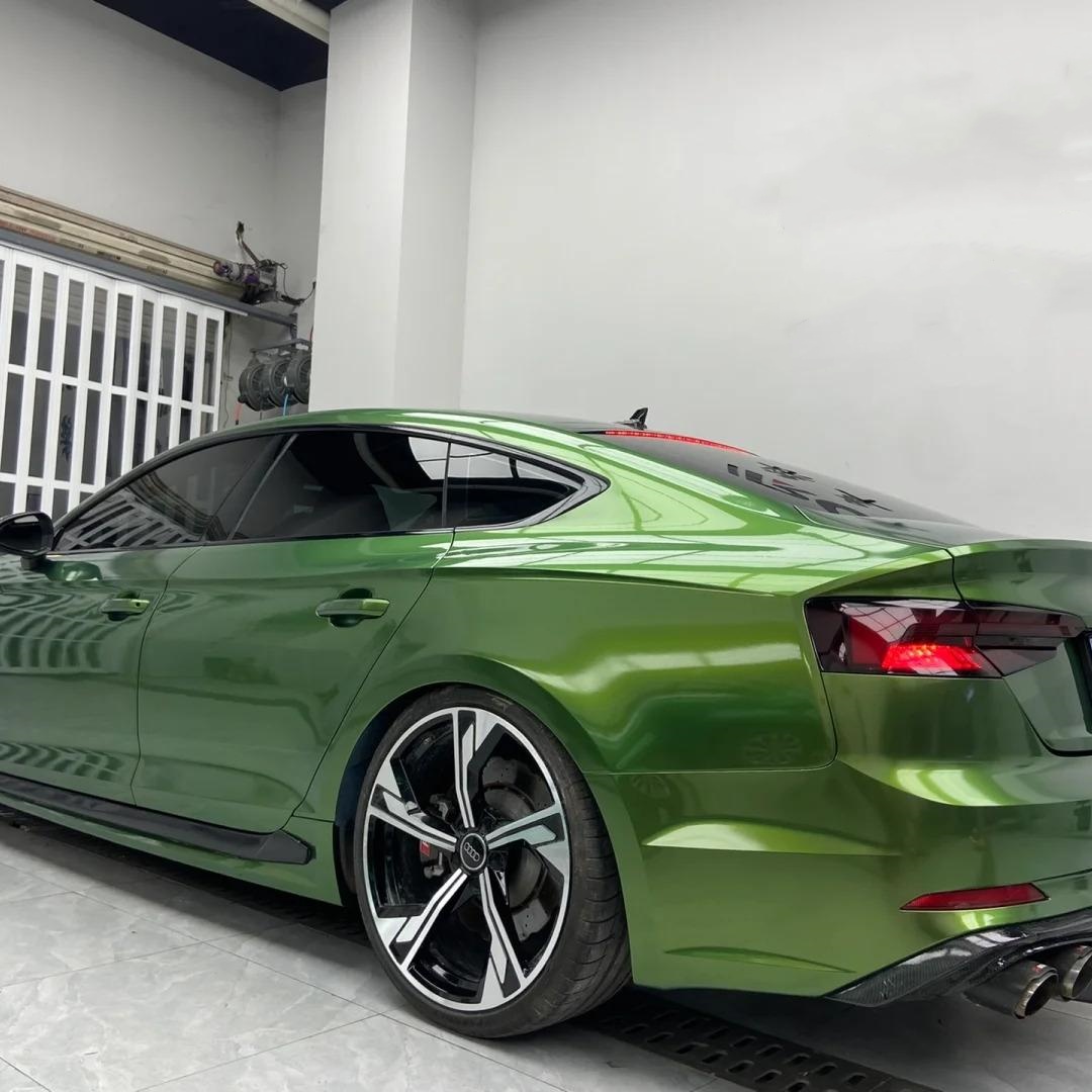 Gloss Metallic Mamba Green Car Vinyl Wrap PET review Mamba 03