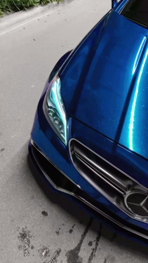 Gloss Mirror Chrome Blue Car Vinyl Wrap PET review 