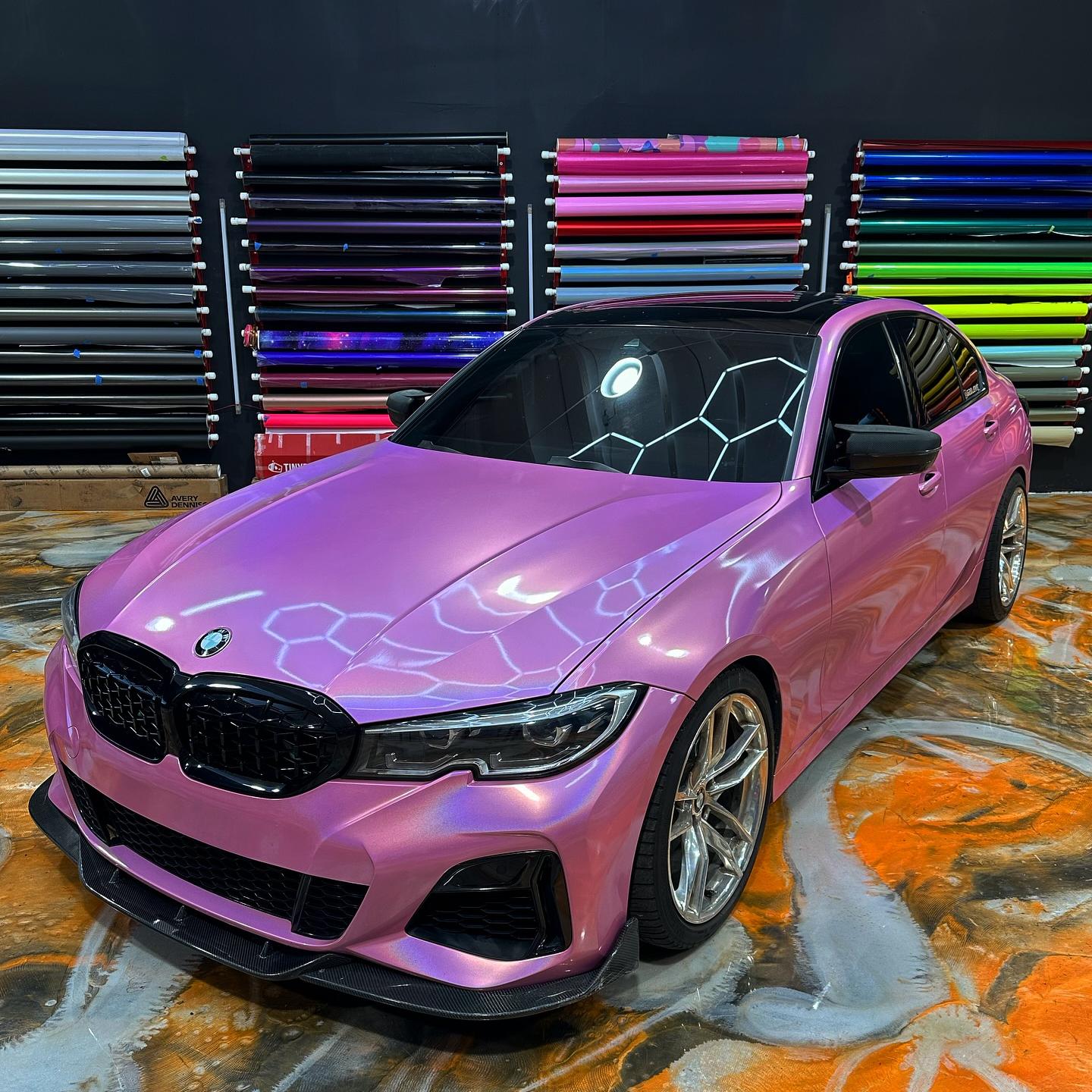 Gloss Metallic Rainbow Laser Pink Car Vinyl Wrap review g20eve