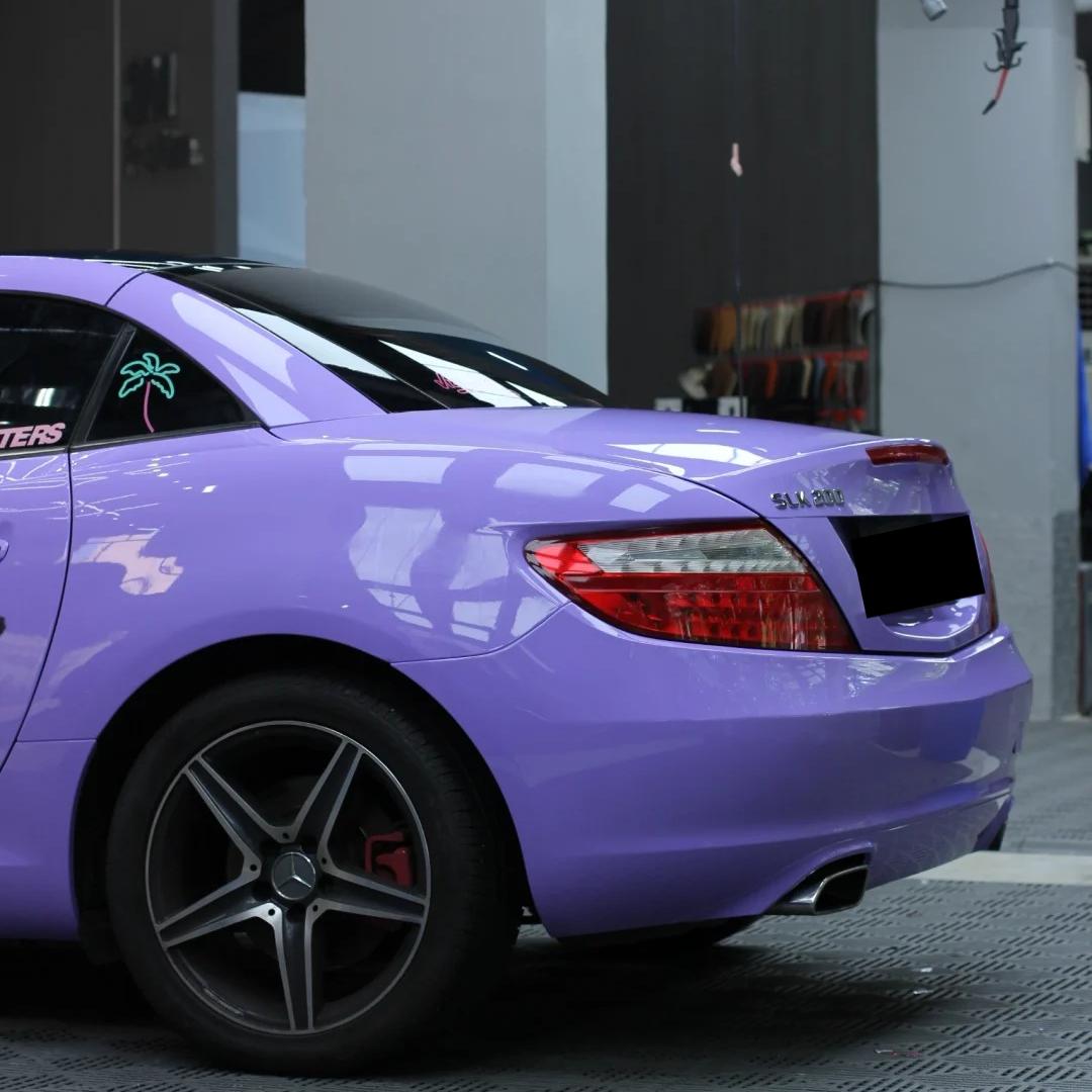 Gloss Lavender Purple Car Vinyl Wrap Tesla BMW PET review Lavender 05