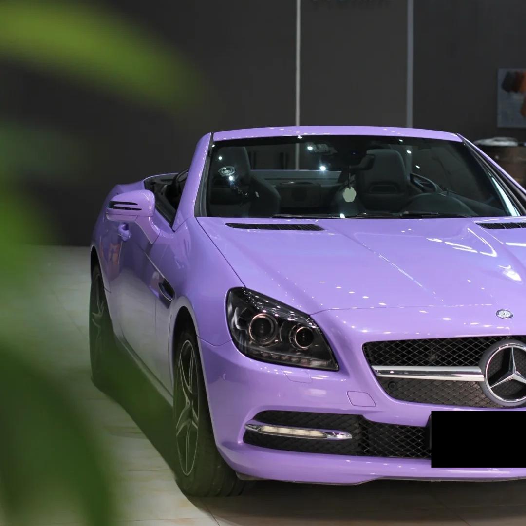 Gloss Lavender Purple Car Vinyl Wrap Tesla BMW PET review Lavender 04