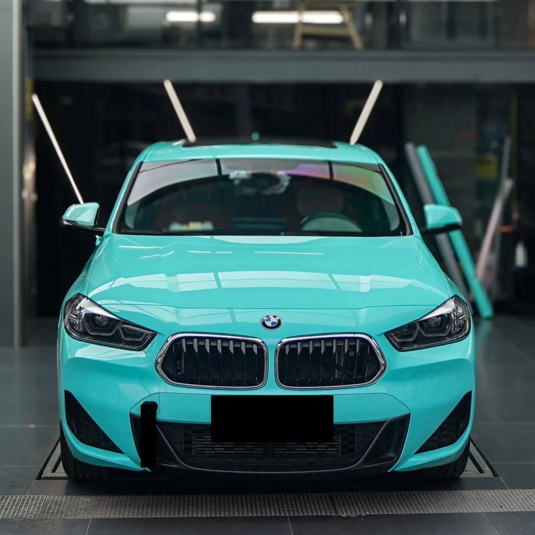 Glossy Crystal Tiffany Blue Car Vinyl Wrap PET review Tiffany
