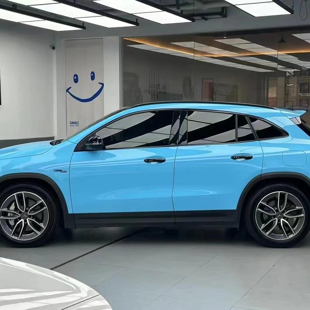 Gloss Light Sky Blue Car Vinyl Wrap PET review Gloss 02