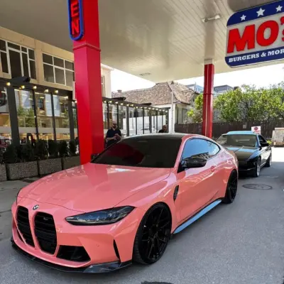 Gloss Salmon Pink Car Vinyl Wrap review BMW