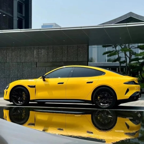 Gloss Metallic Golden Yellow Car Vinyl Wrap PET reviewed by