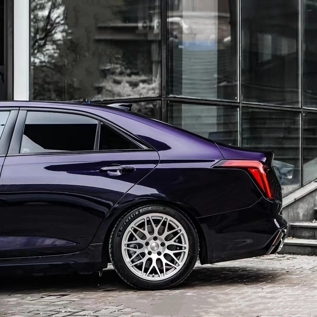 Gloss Metallic Ghost Midnight Purple Car Vinyl Wrap PET review Jeannie 04