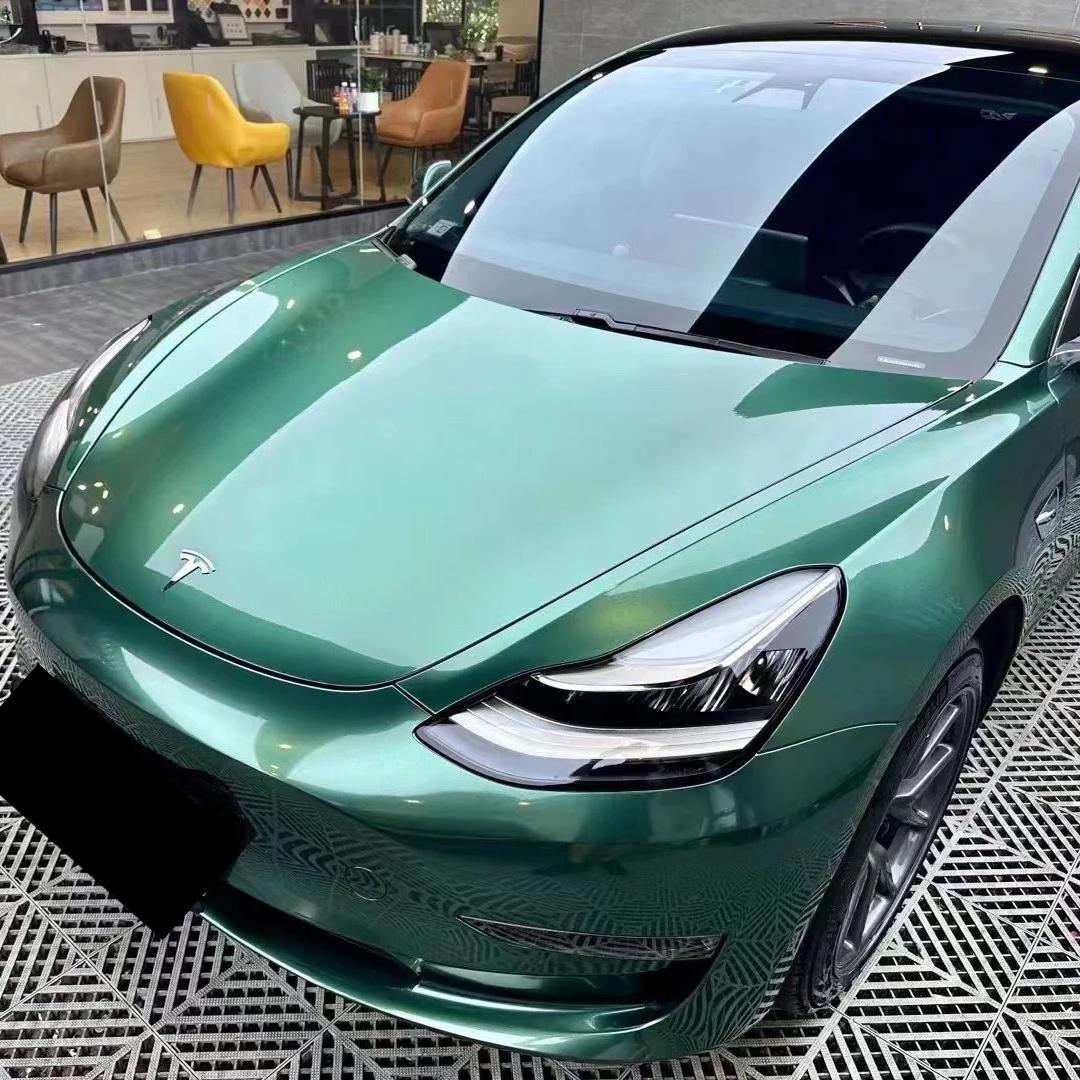 Gloss Metallic Emerald Green Car Vinyl Wrap PET review Service 01