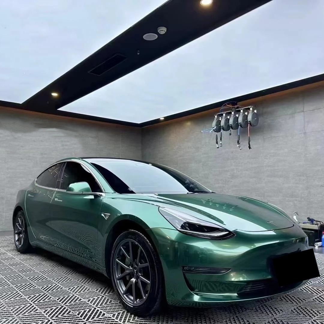 Gloss Metallic Emerald Green Car Vinyl Wrap PET review Service 03