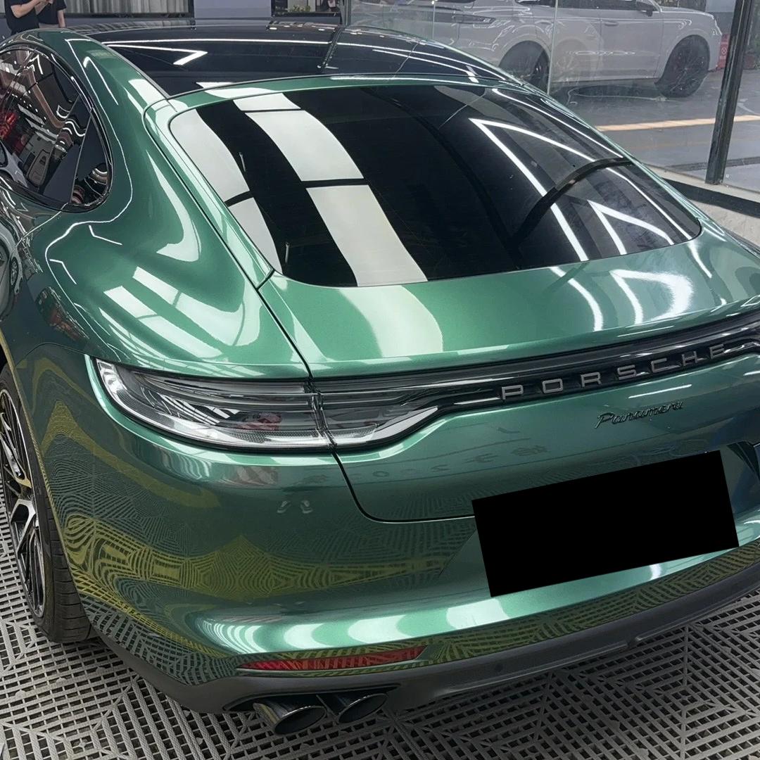 Gloss Metallic Emerald Green Car Vinyl Wrap PET review Different 01