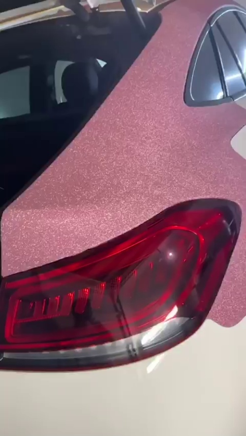 Matte Diamond Glitter Pink Car Vinyl Wrap review 