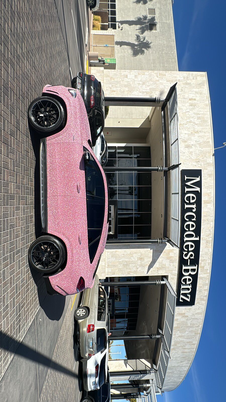 Matte Diamond Glitter Pink Car Vinyl Wrap review Glitter 02