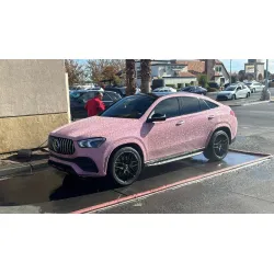 Matte Diamond Glitter Pink Car Vinyl Wrap review Glitter 02