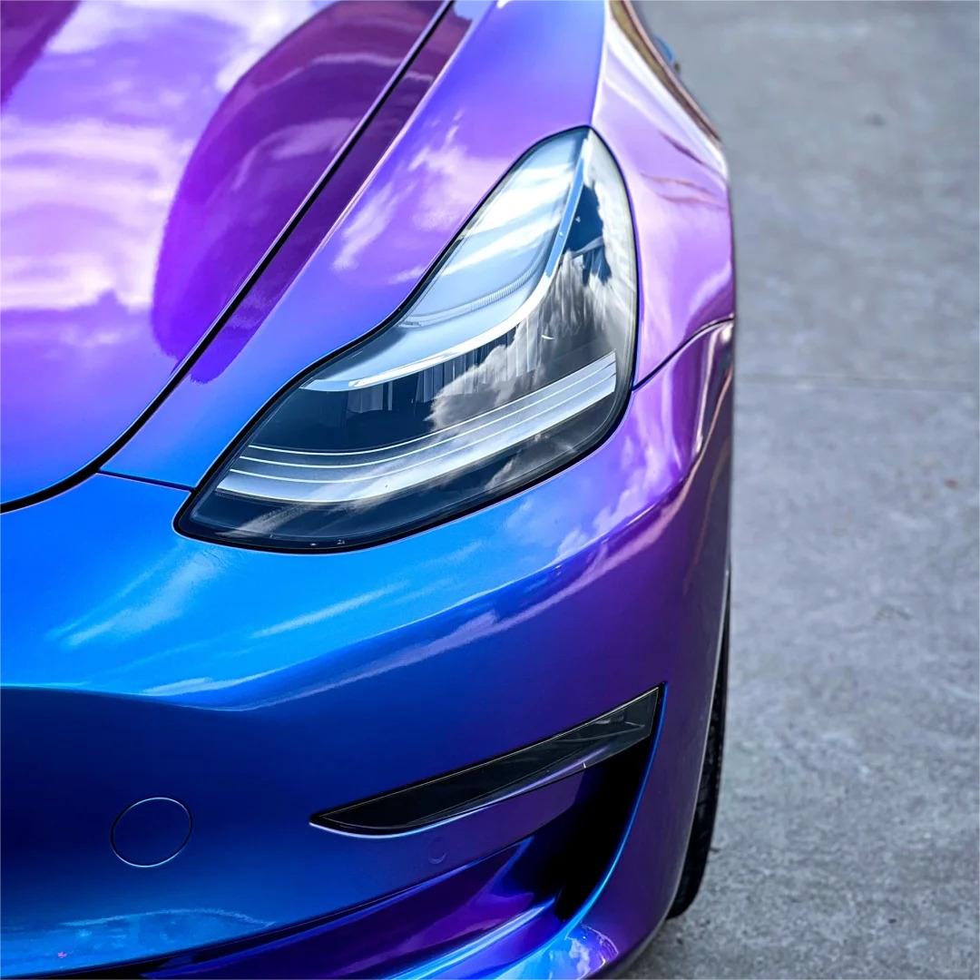Gloss Chameleon Blue Purple Car Vinyl Wrap review Purple 02