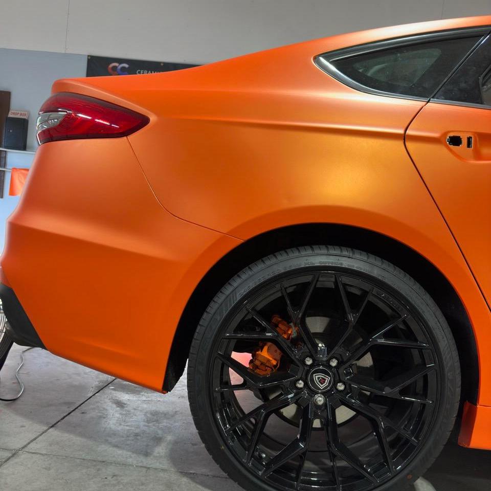 Ultimate Flat Matte Metallic Stunning Orange Car Vinyl Wrap PET review Orange 00