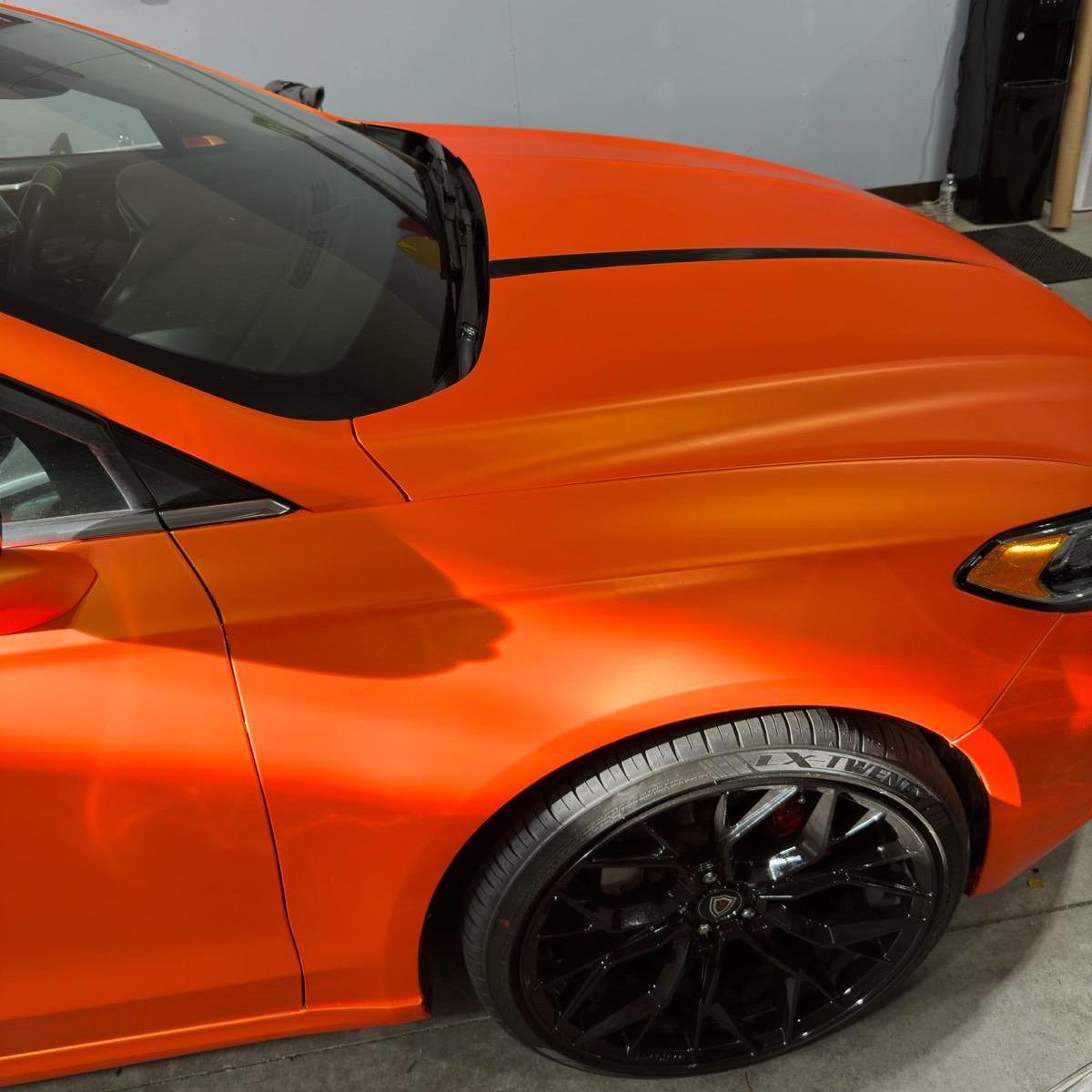 Ultimate Flat Matte Metallic Stunning Orange Car Vinyl Wrap PET review Orange 01