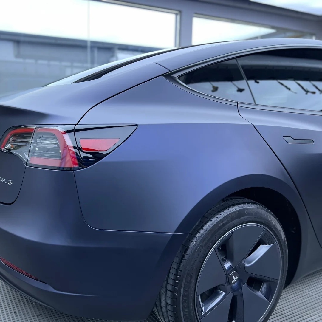 Best Matte Dark Blue Car Vinyl Wrap review Attention 01