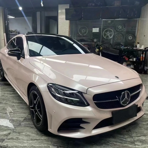 Gloss Metallic Macaron Peach Pink Car Vinyl Wrap review 