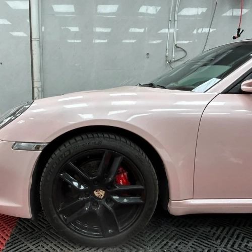 Gloss Metallic Macaron Peach Pink Car Vinyl Wrap review 