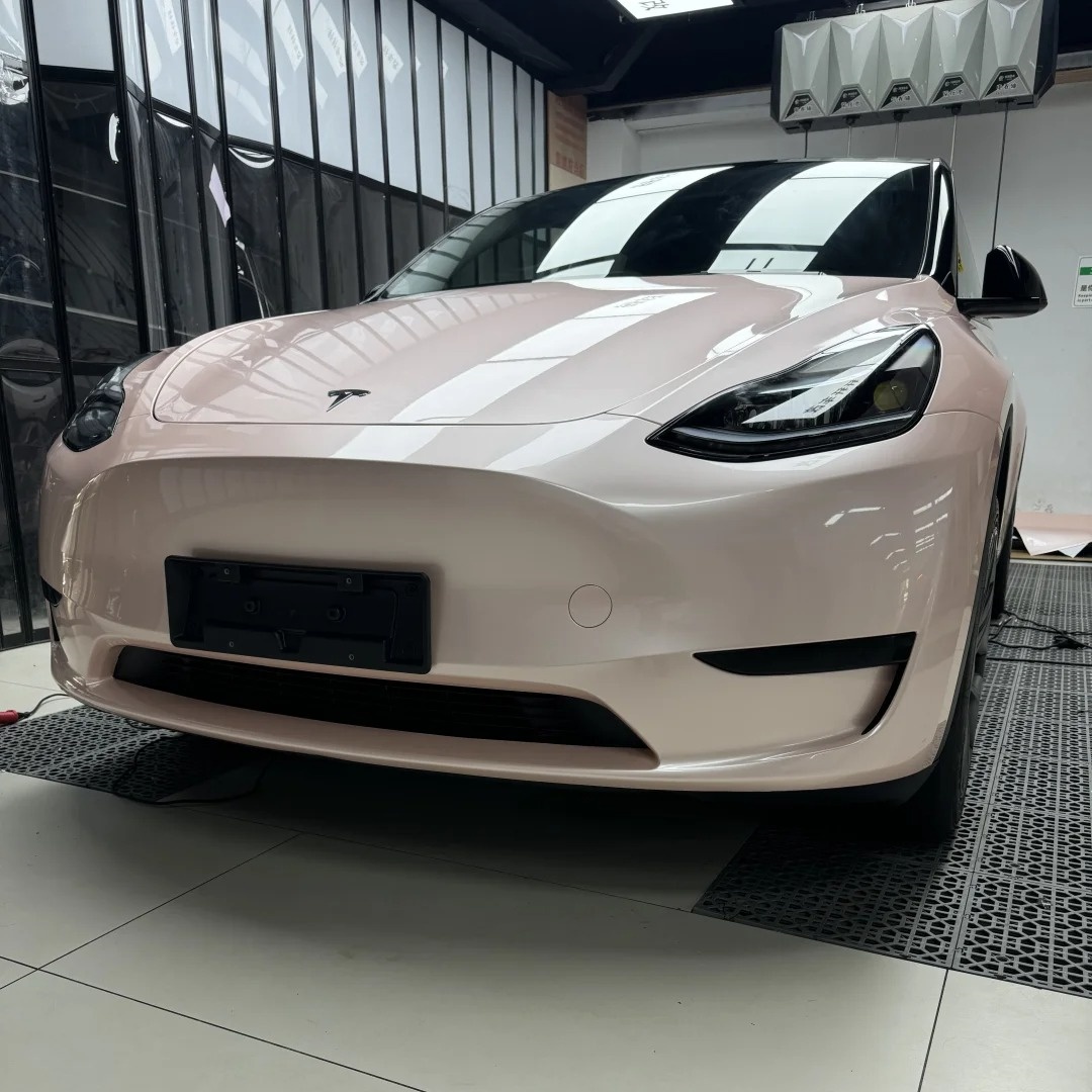 Gloss Metallic Macaron Peach Pink Car Vinyl Wrap review Metallic