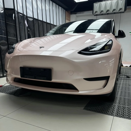 Gloss Metallic Macaron Peach Pink Car Vinyl Wrap review 