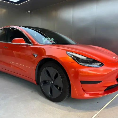 Gloss Metallic Paint Orange Car Vinyl Wrap PET review 