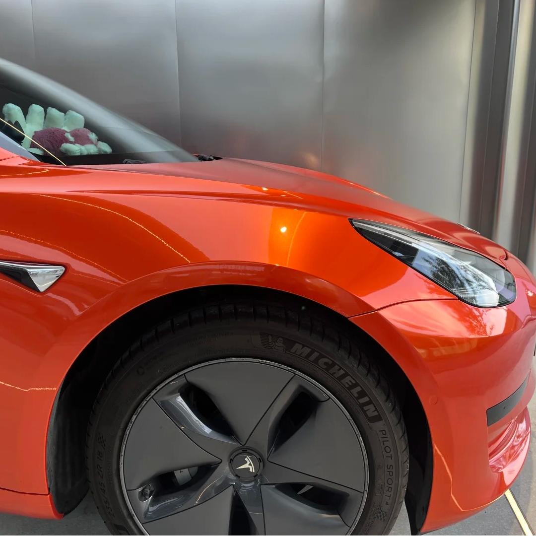 Gloss Metallic Paint Orange Car Vinyl Wrap PET review Alex Loyola 01