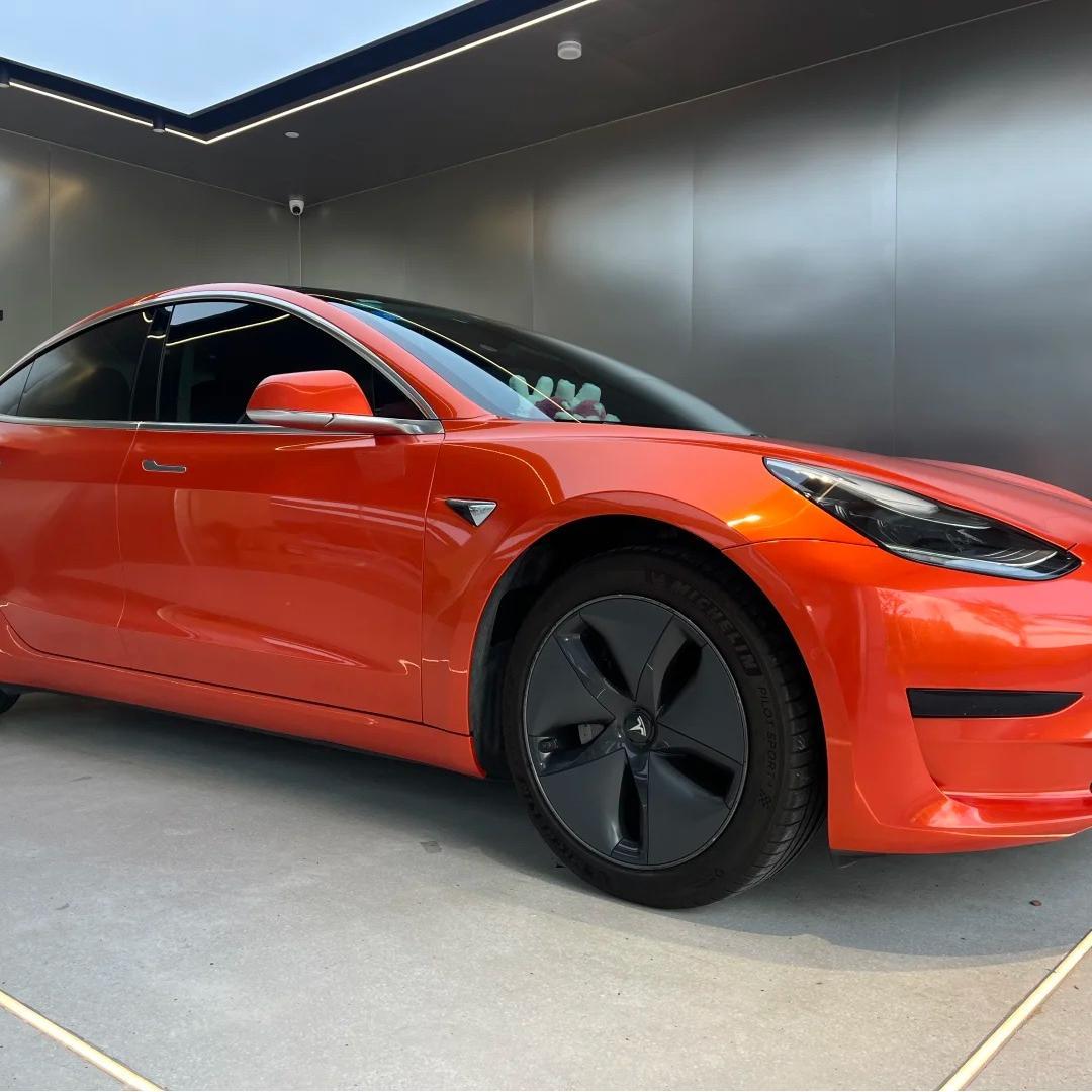 Gloss Metallic Paint Orange Car Vinyl Wrap PET review Alex Loyola 02