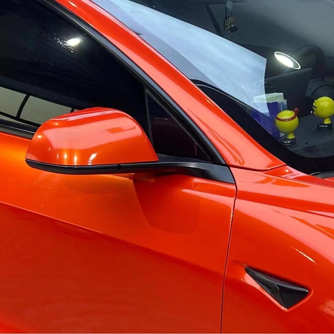 Gloss Metallic Paint Orange Car Vinyl Wrap PET review Alex Loyola 03