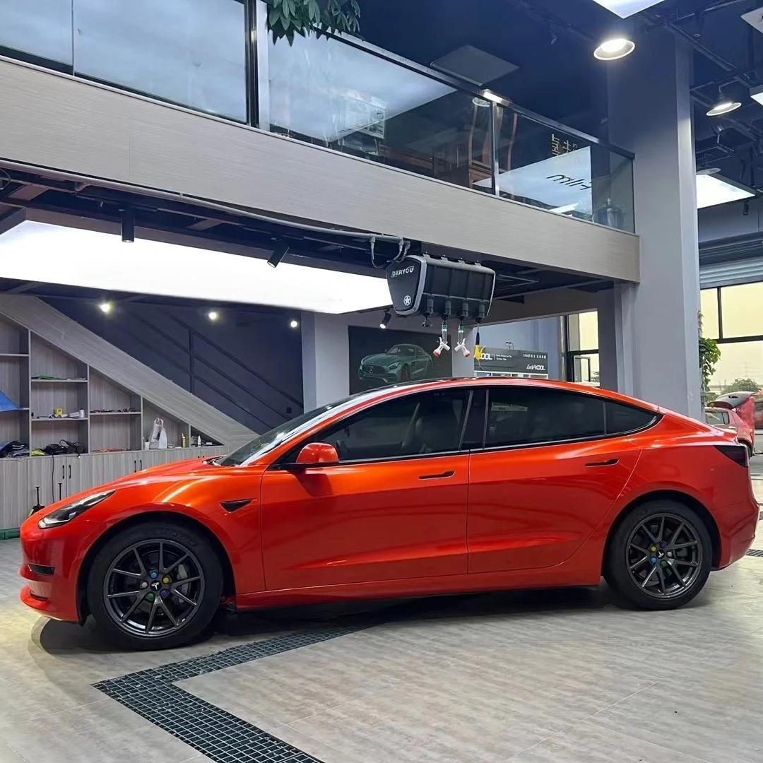 Gloss Metallic Paint Orange Car Vinyl Wrap PET review Alex Loyola 04