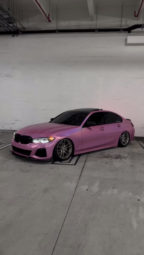 Gloss Metallic Rainbow Laser Pink Car Vinyl Wrap review 