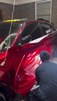 Ultra Glossy Metallic Vampire Red Car Vinyl Wrap Audi BMW PET   review Metallic