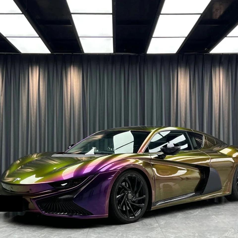 Gloss Metallic Chameleon Yellow Purple Car Vinyl Wrap PET review Chameleon 00