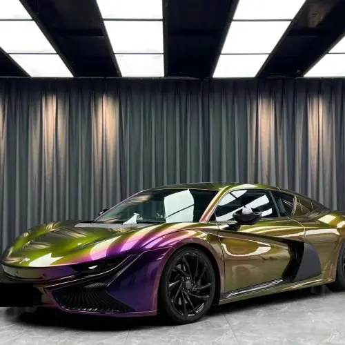 Gloss Metallic Chameleon Yellow Purple Car Vinyl Wrap PET review 
